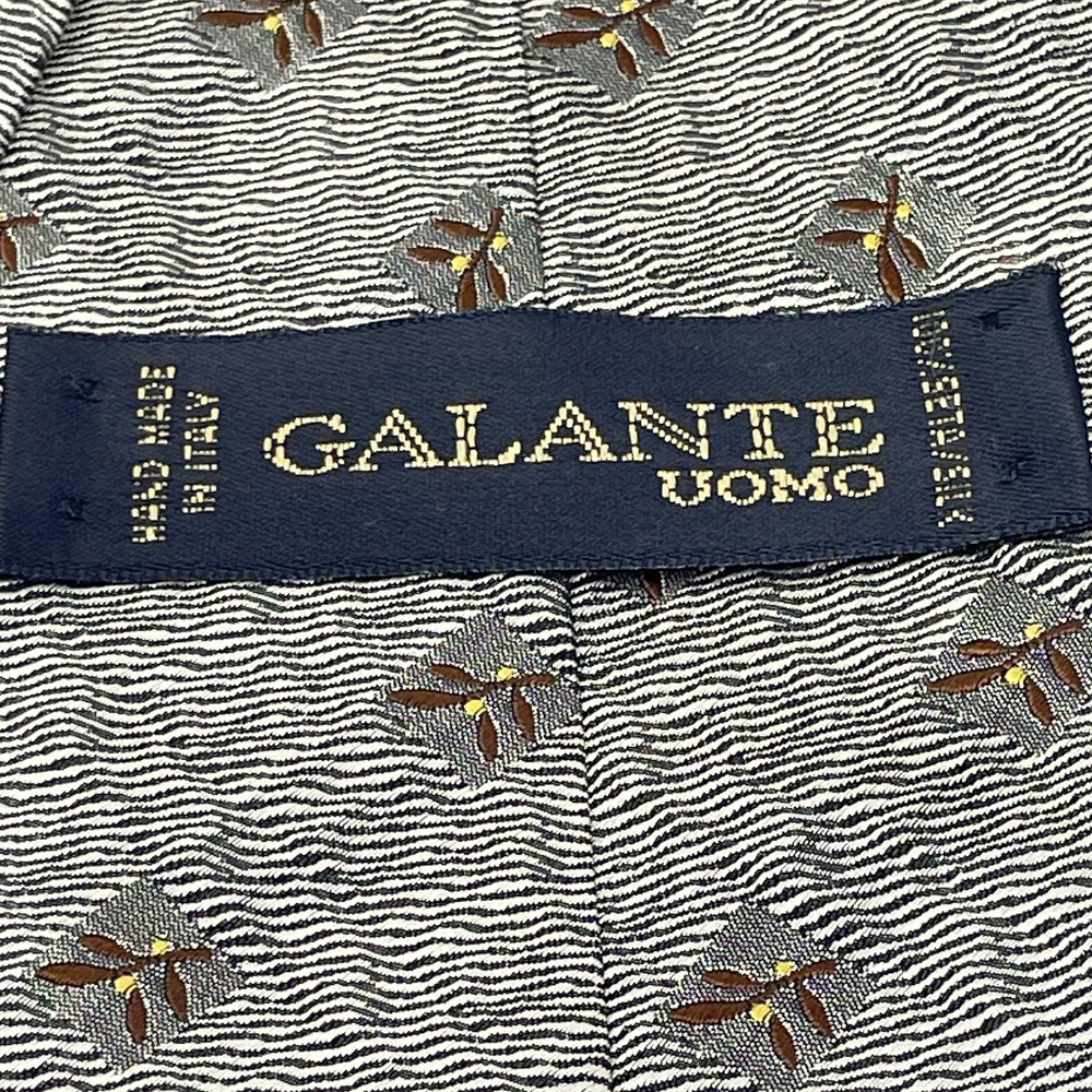 Galante Uomo Tie Handmade Italy Silk Brown Cream Gray VTG 4x56" Pattern Classic - Picture 4 of 8
